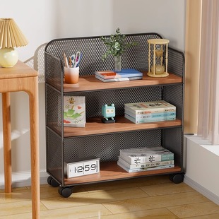 Deskside Bookshelf Floor Desk Book Storage Books Desktop Desk Side Trolley Mobile Wheeled Simple Storage Rack