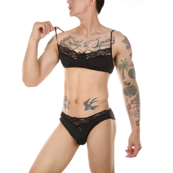 Amazon's Best-Selling European and American Men's Cross-Dressing Bras, Sexy Lingerie, Cross-Border Temptation Lace Lingerie Sets Wholesale