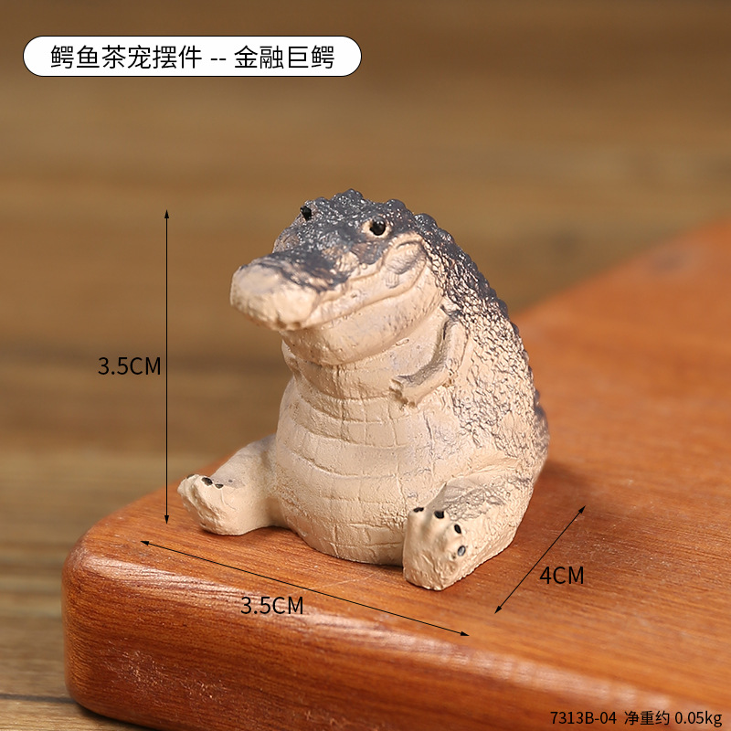  Mini Cute Crocodile Resin Small Ornaments Cute Blind Box Small Gift Tea Table Tea Pet Tea Set Accessories Tea Play