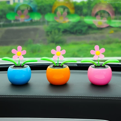 shake head flower car — Car ornaments - sunflower-blue-orange-pink