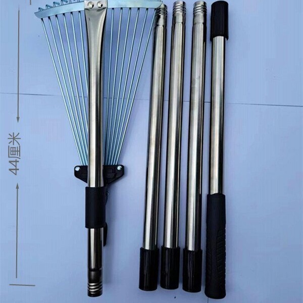 Garden rake detachable pair nozzle stainless steel 15-tooth garden rake garden rake rake retractable rake