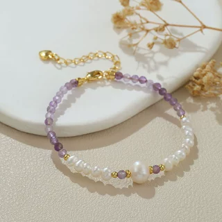 水晶天然淡水珍珠手链简约时尚设计级感小众精致通勤手串批发