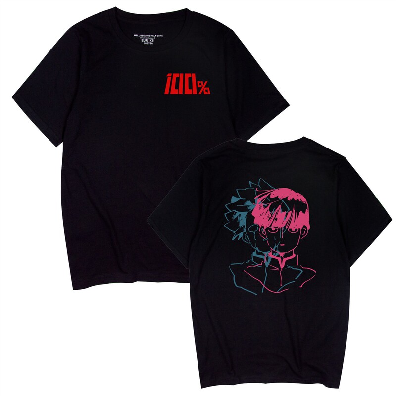 Foreign Trade Summer Street Style Mob Psycho 100 Printed Unisex Pure Cotton Short-Sleeve T-Shirt for Youth and Campus