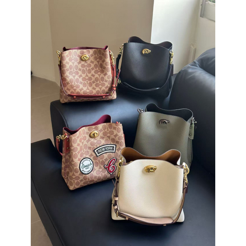 Coach C's New Willow Bucket Bag Classic Retro Presbyopic Color Matching Satchel Shopping Bag Single Shoulder Crossbody Bag Coach C's New Willow Bucket Bag Classic Retro Presbyopic Color Matching Satchel Shopping Bag Single Shoulder Crossbody Bag