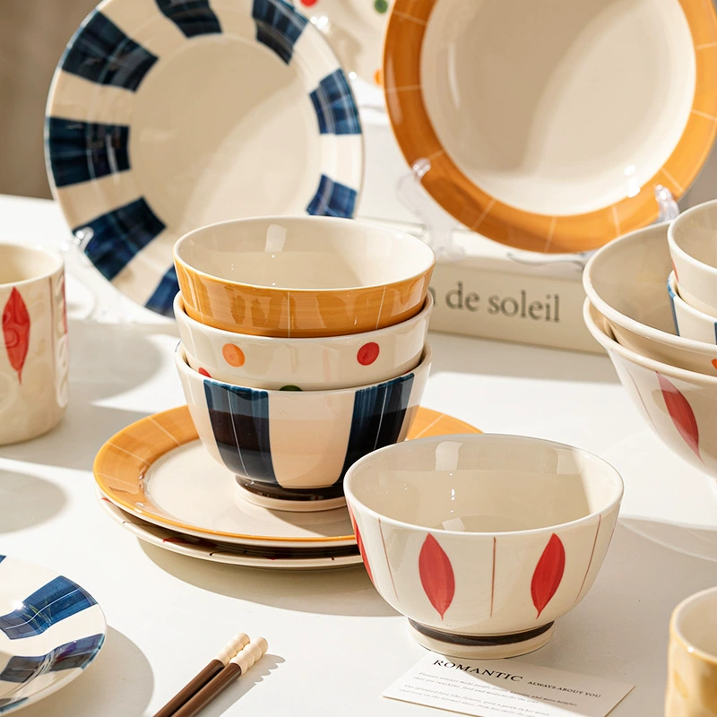 Japanese retro ceramic tableware for home use, set