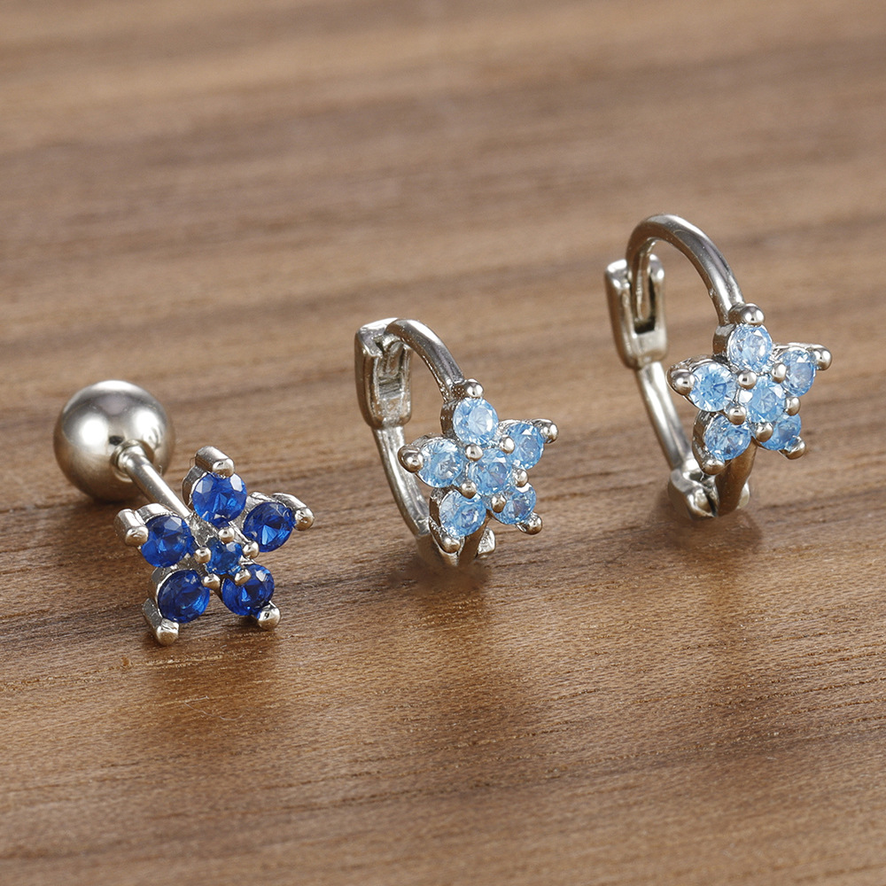 10g Weight Copper Ear Needle Material Earrings, Ear Studs Classification 1 Set Quantity Daily Occasion Copper Material Star, Flower Pattern All Seasons Season Women's Gender Plating Design Elegant Style 1 Set Elegant Star Flower Plating Copper Earrings Ear Studs 11
