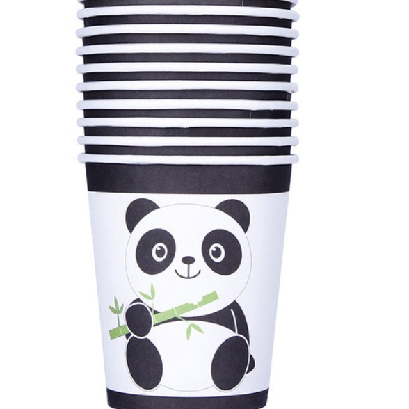 En stock Panda decoración del Partido de cumpleaños props fiesta vajilla traje papel tejido palomitas