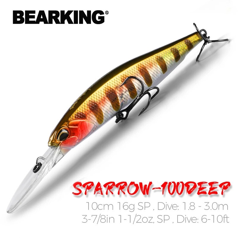 Xiong Wang BEARKING Luya Red Dragon Floating Water Suspended Mino False Bait Long-cast Rings Beads Deep Diving Stop Long Tongue M101