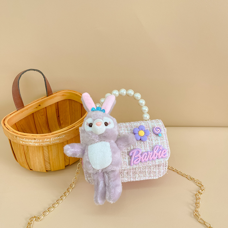 2023 nuevo bolso de los niños bolsa de hombro de conejo de dibujos animados estilo Chanel princesa bolsa perla portátil monedero bolsa