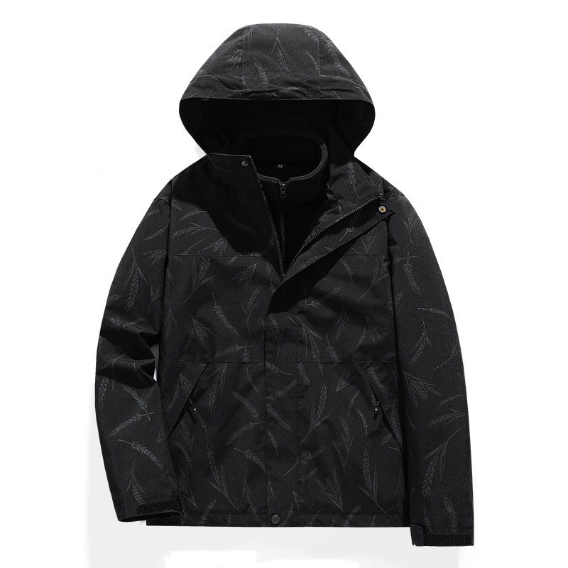 Men's Spring Autumn and Winter Couple's Soft Shell Jacket Windproof Waterproof Three-in-One Detachable Cap Mountaineering Suit for Women