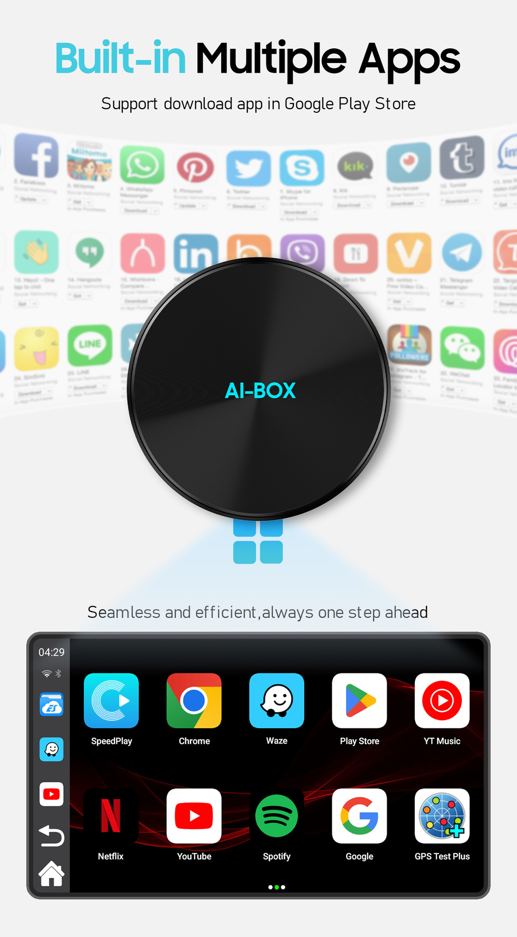 Smart car wireless carplay box, converts original car wired system to wireless carplay box, Android box, Qualcomm