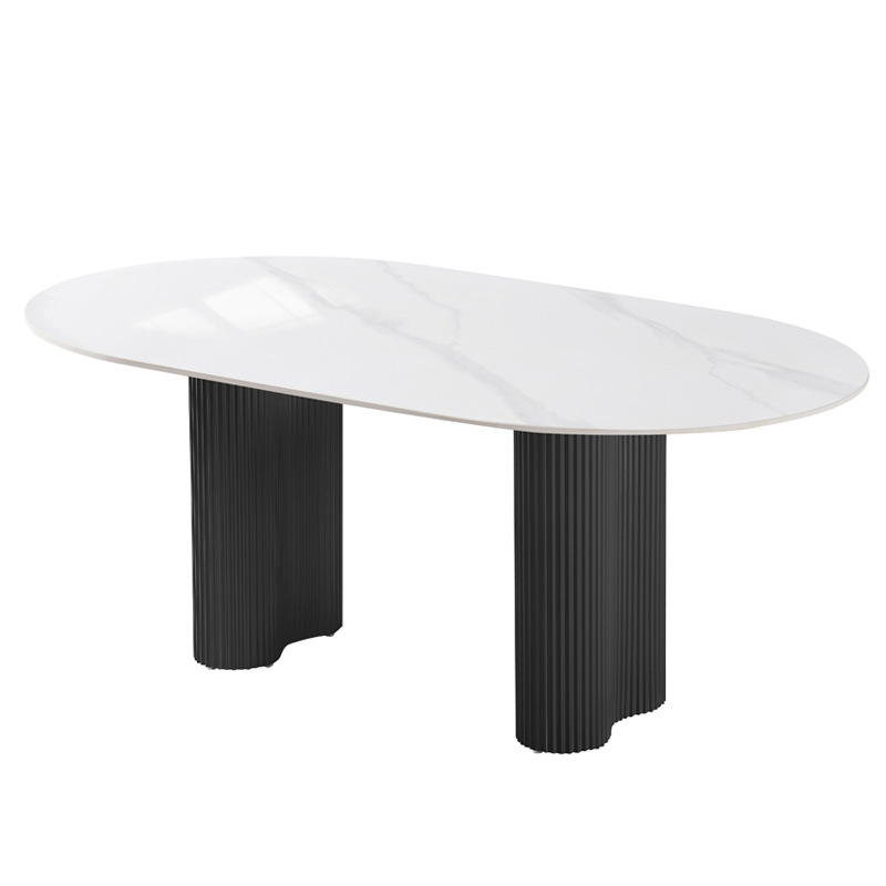 Mesa de comedor moderna y simple de tabla de roca casera estilo medieval nueva mesa de comedor casera hermosa mesa de piernas de maní