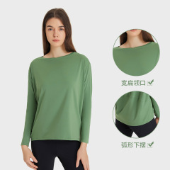 European and American autumn and winter new skin-friendly naked yoga wear long-sleeved loose and comfortable outdoor leisure running sports top