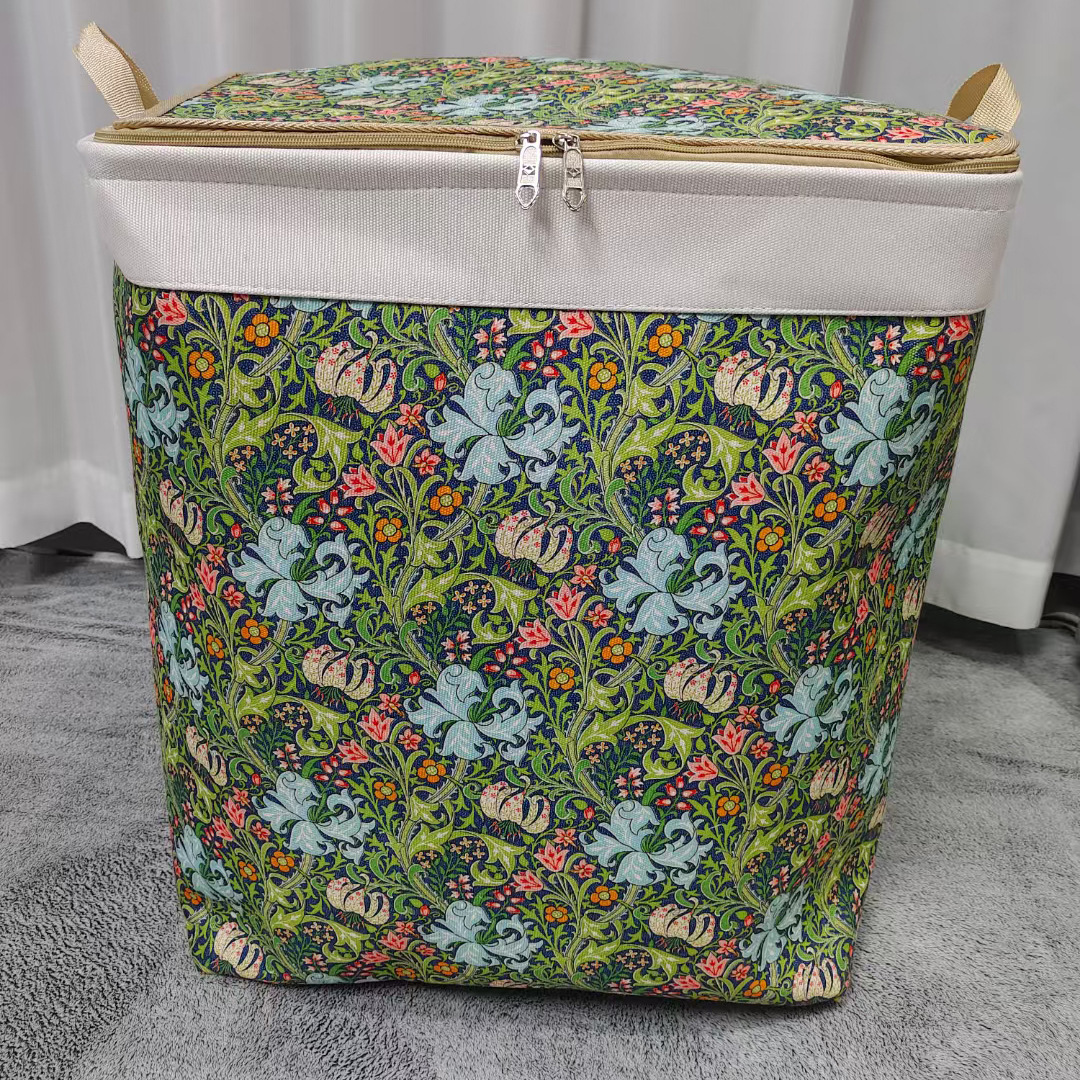 New Large-Capacity Double Zipper with Steel Ring Thickened Canvas Storage Box Moisture-Proof Home Wardrobe Moisture-Proof Storage Box