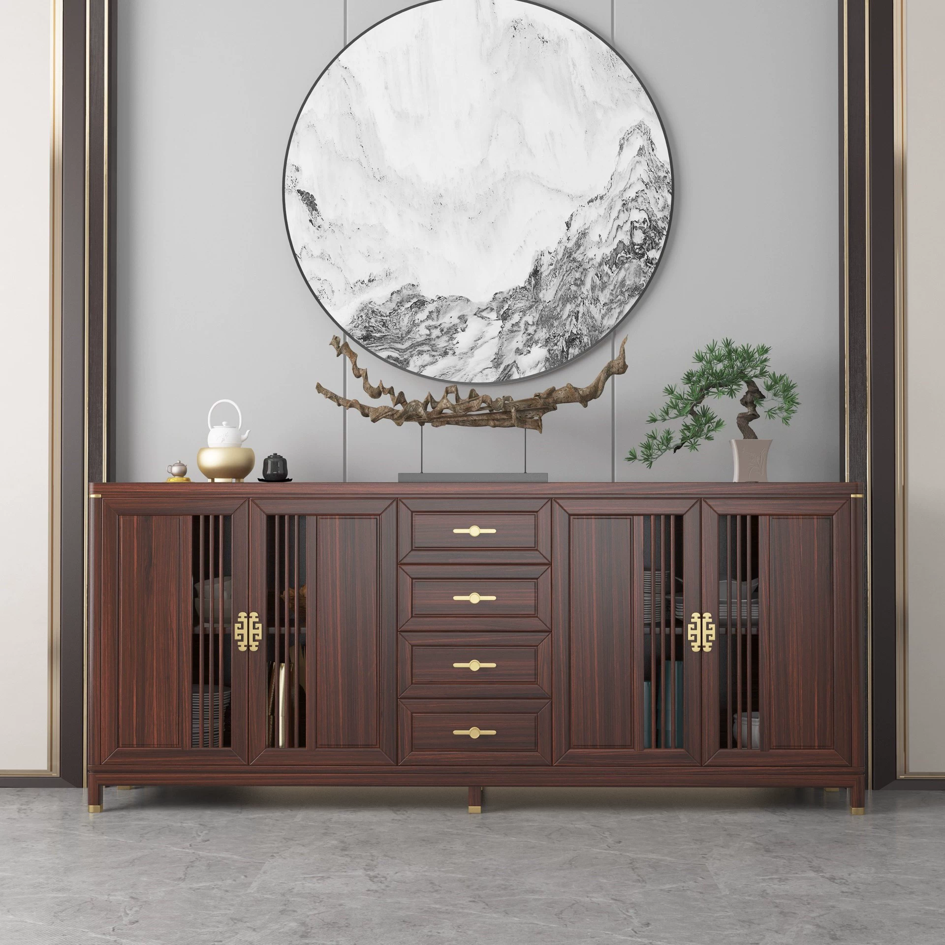 Новый буфет из цельного дерева в китайском стиле, шкаф для хранения в гостиной, настенный шкаф для столовой, прихожая, входной шкаф из черного дерева, шкаф для приготовления еды