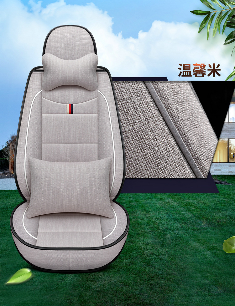 Factory Direct Sales Breathable Linen All-Season Wear-Resistant and Dirt-Resistant Full-Cover Linen Car Seat Cushion and Car Seat Cover