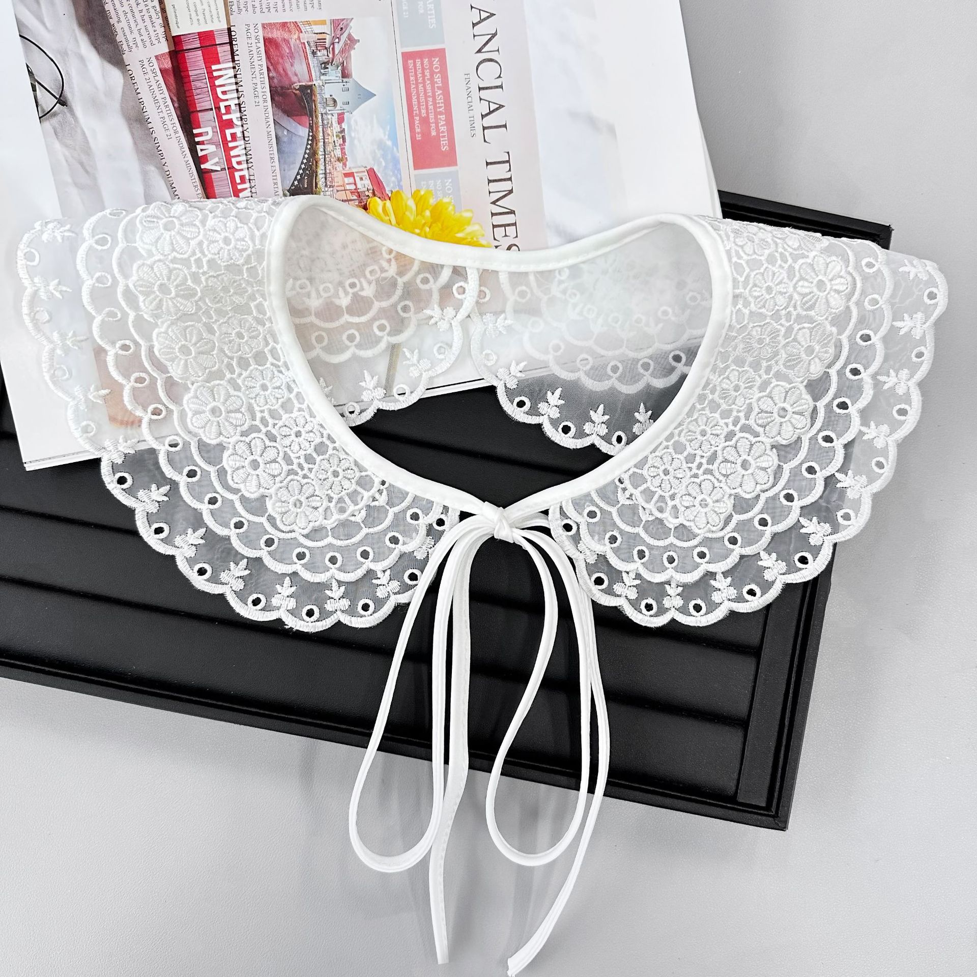 Collar bordado de encaje blanco multicapa encaje + correa diseño de ropa de mujer decoración accesorios
