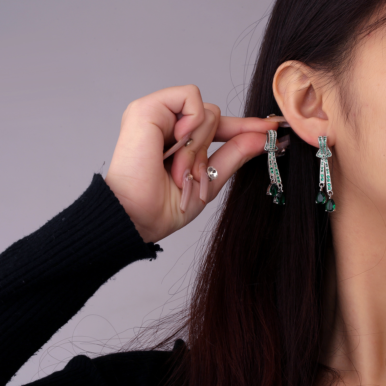 elegant fashionable creative design earrings drop-shaped pearl with…