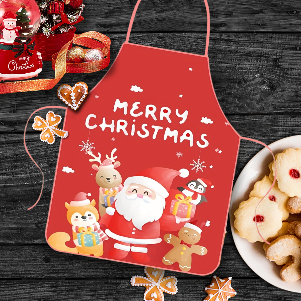 Christmas Decorations Fabric Printed Christmas Apron Party Atmosphere Decoration display picture 2