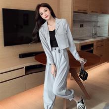 网红小西装外套女2020秋季新款韩版时尚宽松垂感气质时尚两件套装