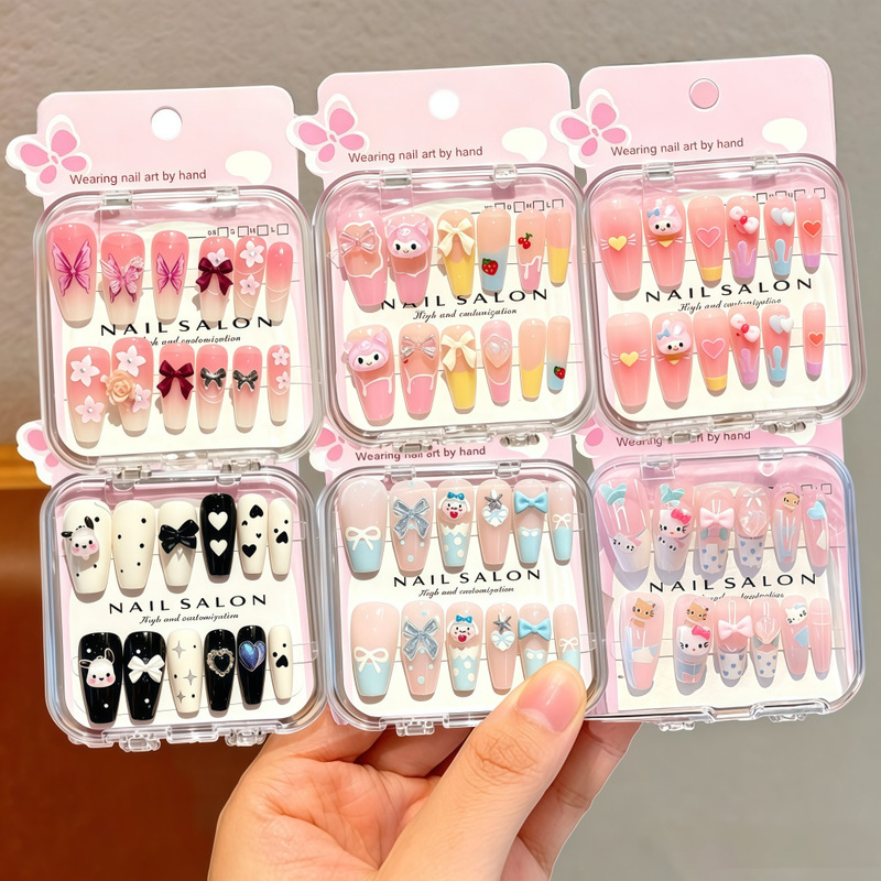 Cartoon children's long-lasting, bright-colored nail patches for girls, new style, suitable for older children, wearable nail patches Cartoon children's long-lasting, bright-colored nail patches for girls, new style, suitable for older children, wearable nail patches