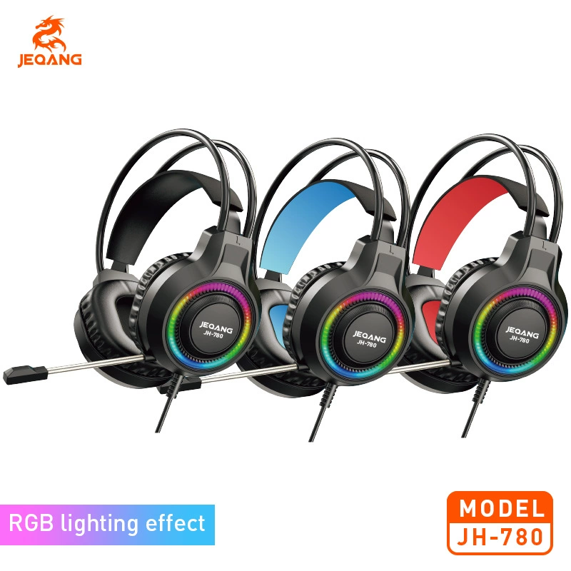 Проводное игровое или наушники (JEQANG) JH-780, подсветка RGB, виртуальный 7.1, микрофон, для ПК