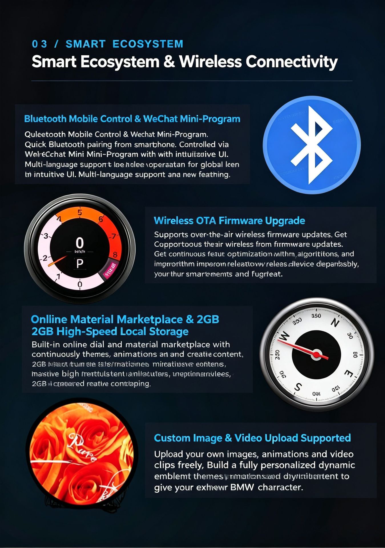 Suitable for BMW electronic car emblems, dynamic car emblems, supports personalized images and videos, and is controlled by a mobile app