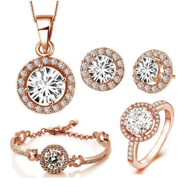 Golden set, 4 piece set, pink gold, 16mm