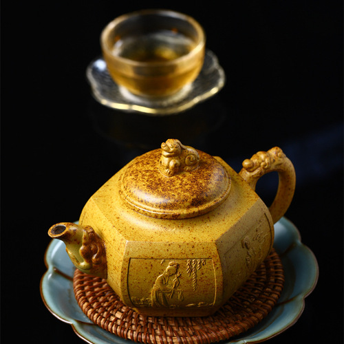 Hexagonal pot manufacturer wholesale high temperature section mud handmade pot Yixing original mineral purple sand pot tea set household large teapot gift