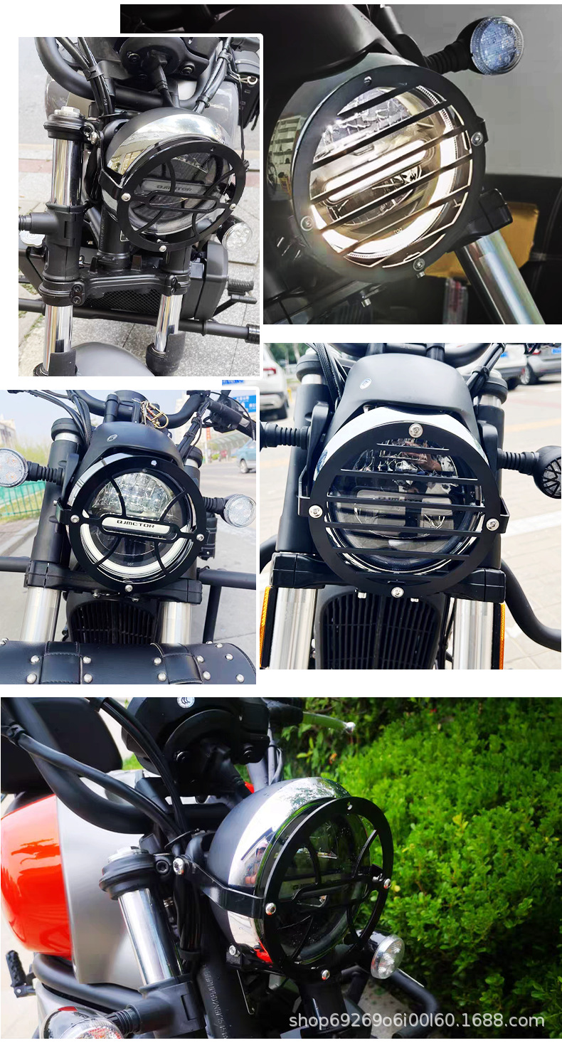 Suitable for Qianjiang Motorcycle qj Flash 300s Headlight Cover Flash 500s Mesh Cover Modification Accessories Headlight Protection Grille
