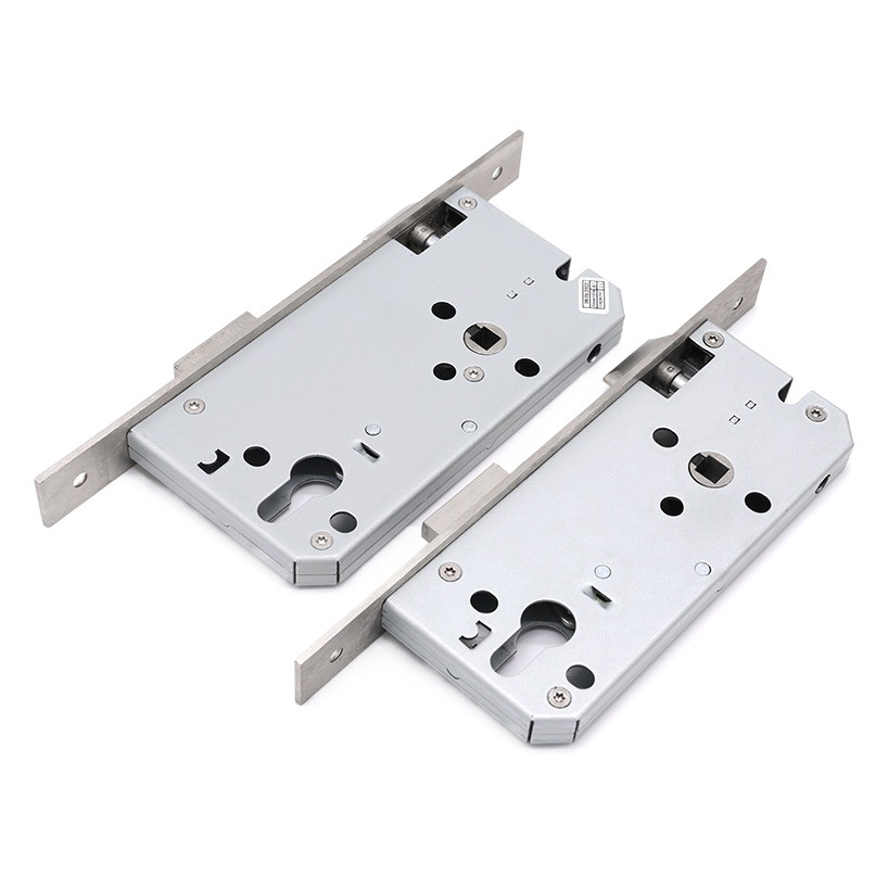 Cuerpo de cerradura de doble lengüeta sólida 304 de acero inoxidable Estándar europeo 85 distancia de orificio Accesorios de cerradura de puerta cortafuego Lengüeta Cuerpo de cerradura mecánica ajustable