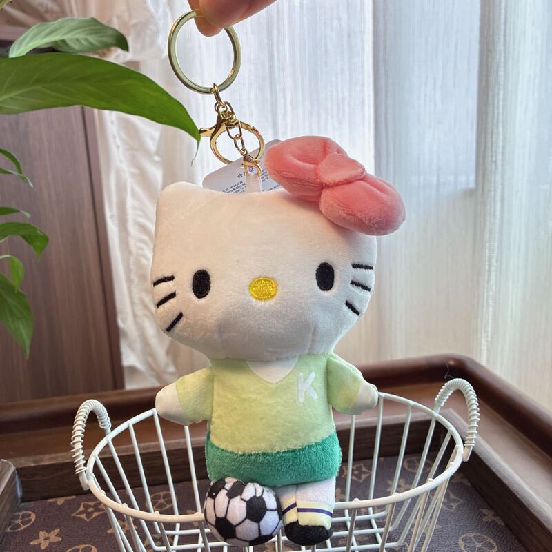 可爱萌足球kt猫小挂件毛绒玩具公仔小猫咪包包挂饰钥匙扣娃娃玩偶|undefined