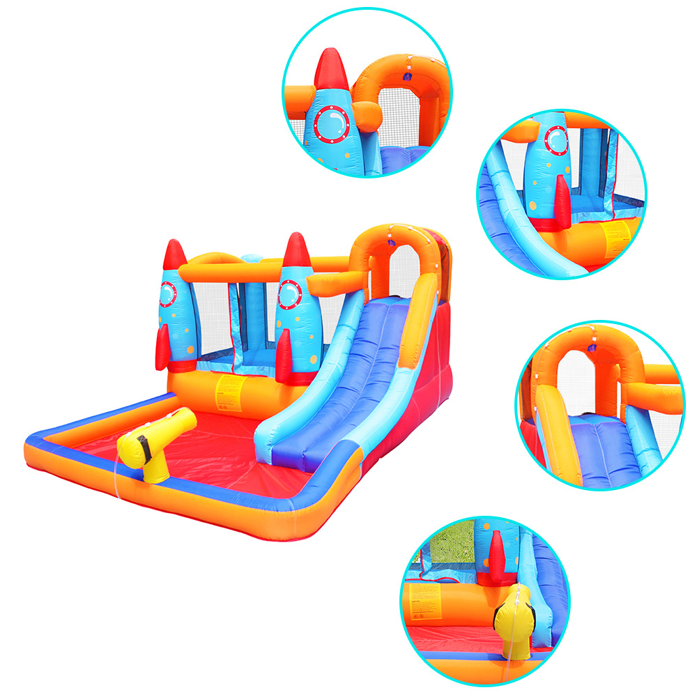 Castillo inflable para niños, tobogán acuático pequeño, trampolín inflable, castillo inflable de tela Oxford para uso doméstico