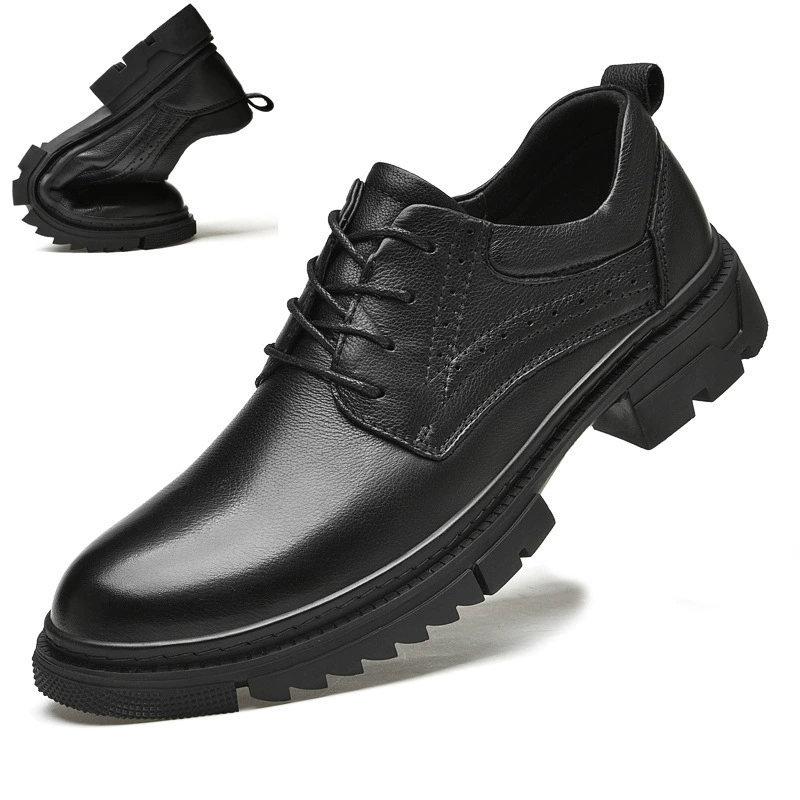 Leather casual footwear, breathable wedding shoes, plus size, cowhide, soft sole, 36