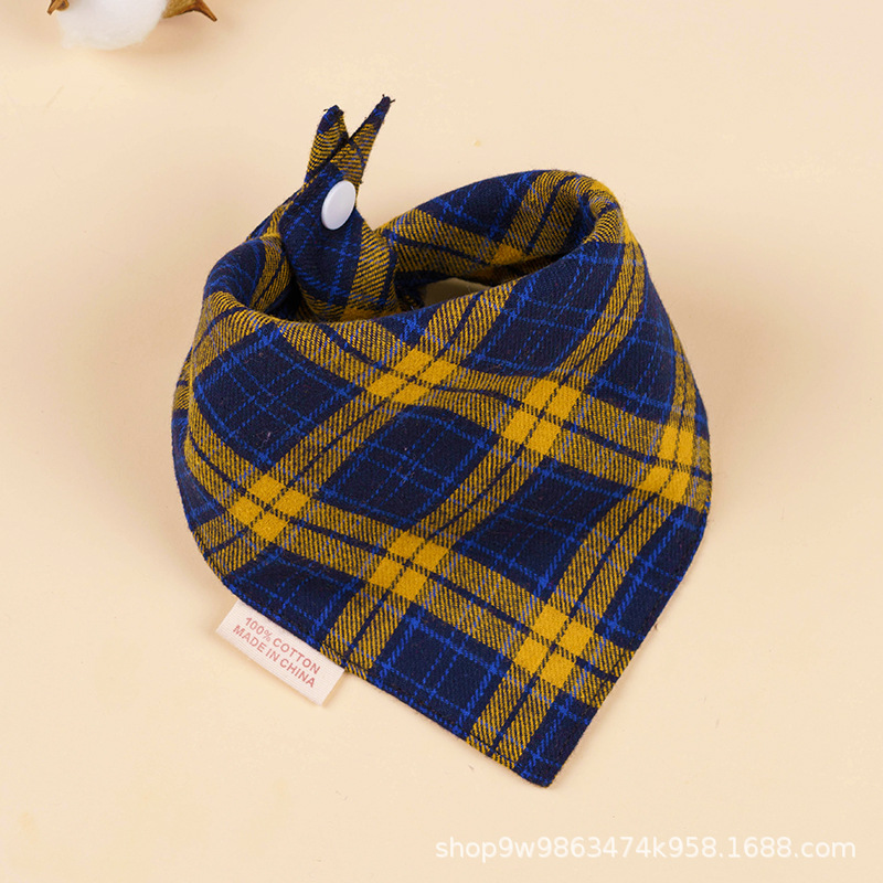 Bebé de algodón bebé babero triángulo BiB Snap de doble capa babero recién nacido niños bufanda a cuadros cuatro estaciones