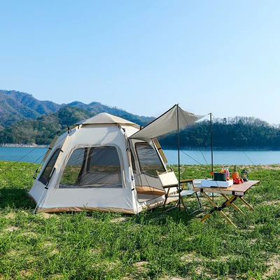 Avtomobil dam çadırları Hexagonal Tent for Camping, Suitable - hexagonal-cloud-gray-bottom-medium-size-240210135cm