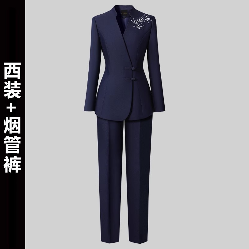 新中国式スーツ女性2025新型国風刺繍職業スーツコート高級販売部作業服