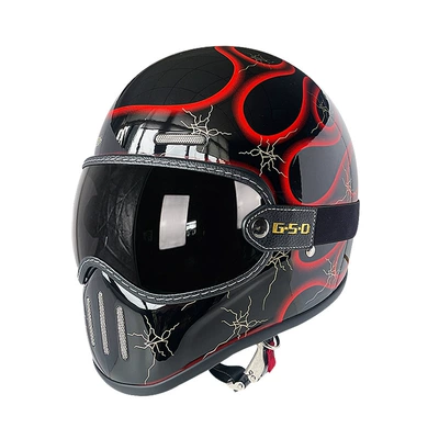 Motosiklet kaskı (dəbilqə) — Safety Helmet 3C - red-flame-black-tea-mirror-m55-56