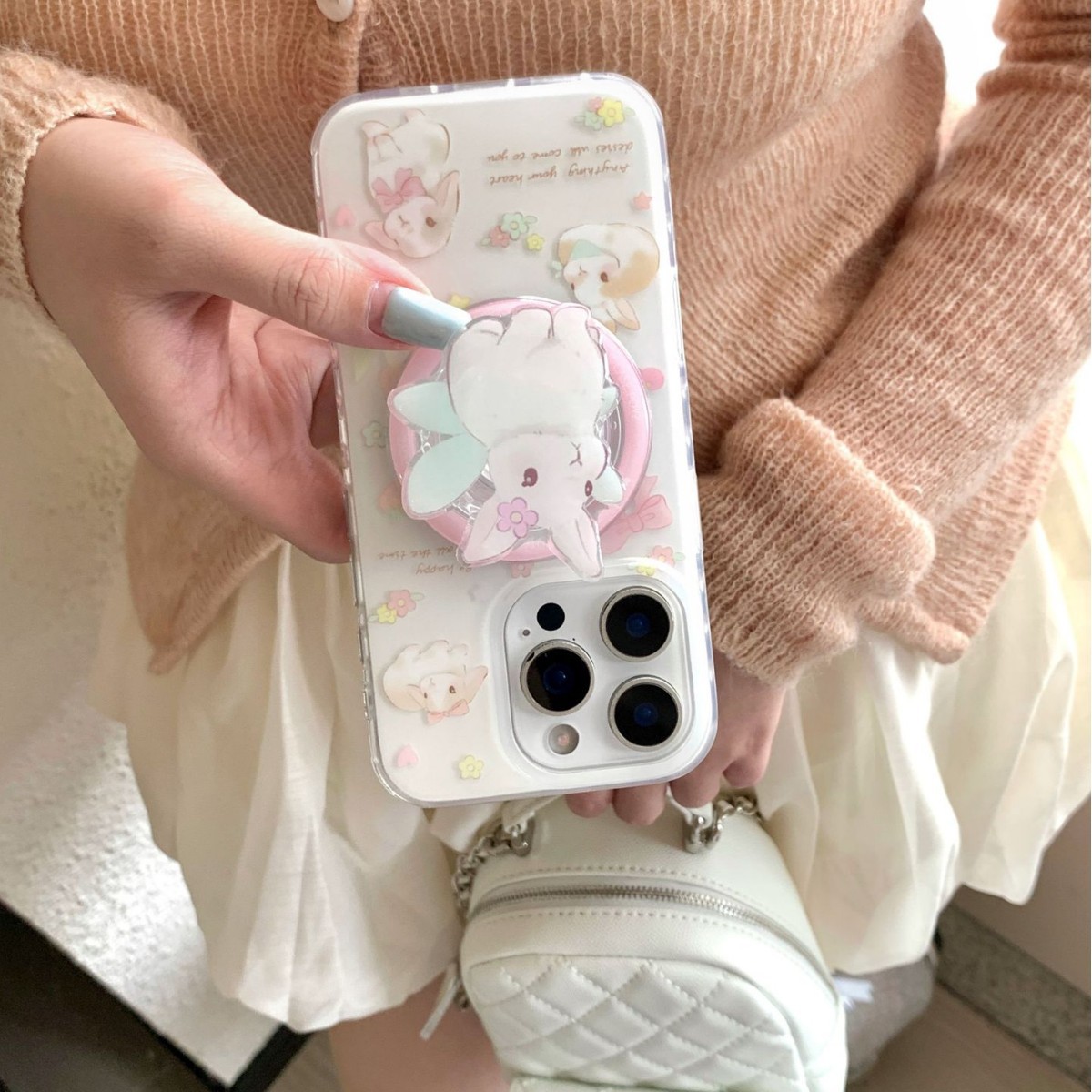 Lindo conejo inglés de nicho para Apple 15Pro/16Pro funda para teléfono móvil 14/13 nuevo 16ProMax femenino 15