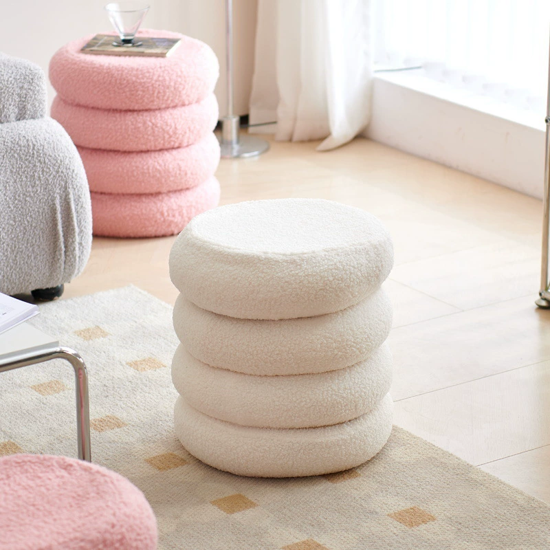 Табурет для гостиной, бытовая скамейка из овечьей шерсти, круглый табурет, известный в Интернете детский диван-табурет, креативный входной простой туалетный столик и табурет для переобувания.