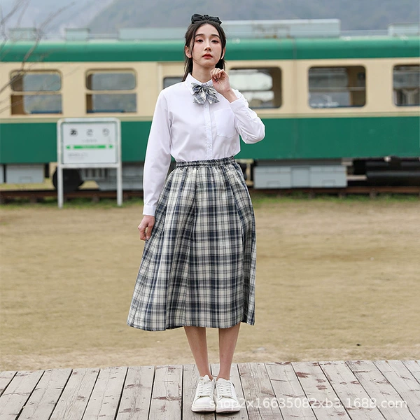 Women's long sleeves+one -knife long skirt+one -knife tie
