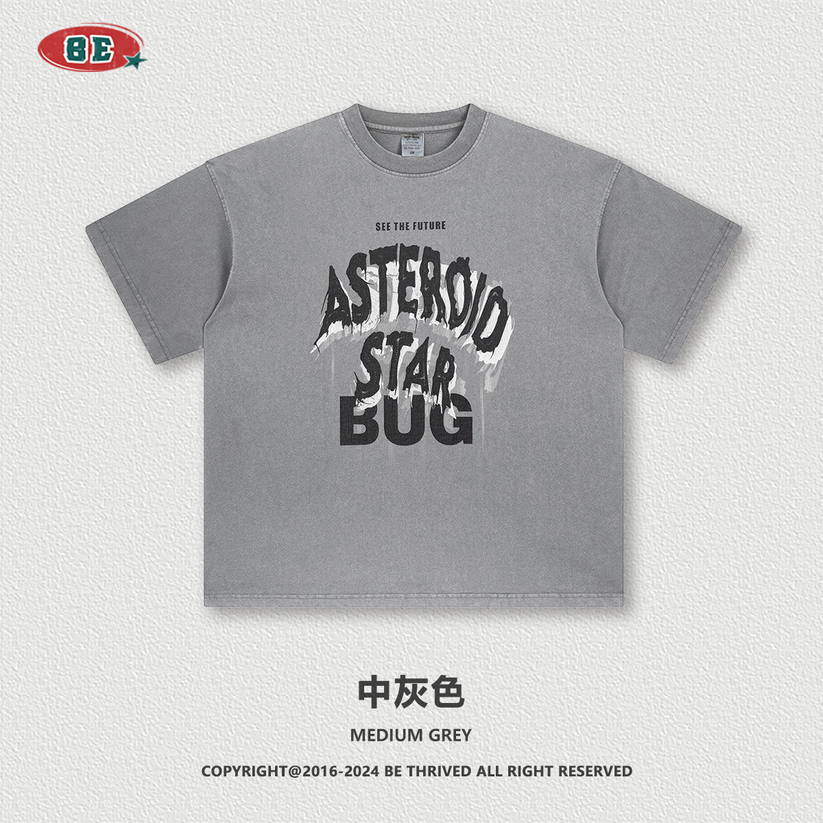 Ropa para Hombre BE | Camiseta de algodón puro para hombre, estilo urbano, holgada, con cuello redondo y letras, de la marca juvenil de moda primavera-verano 2025.