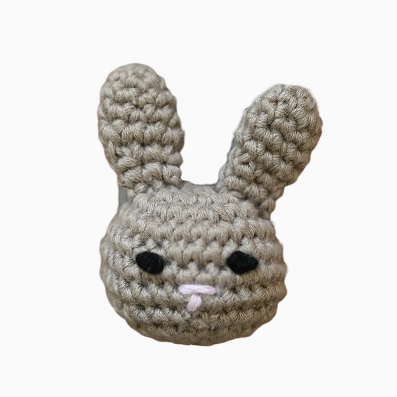 Muñecas de peluche de crochet creativas hechas a mano dibujos animados de punto conejo cabeza de animal accesorios de cadena de tetas DIY