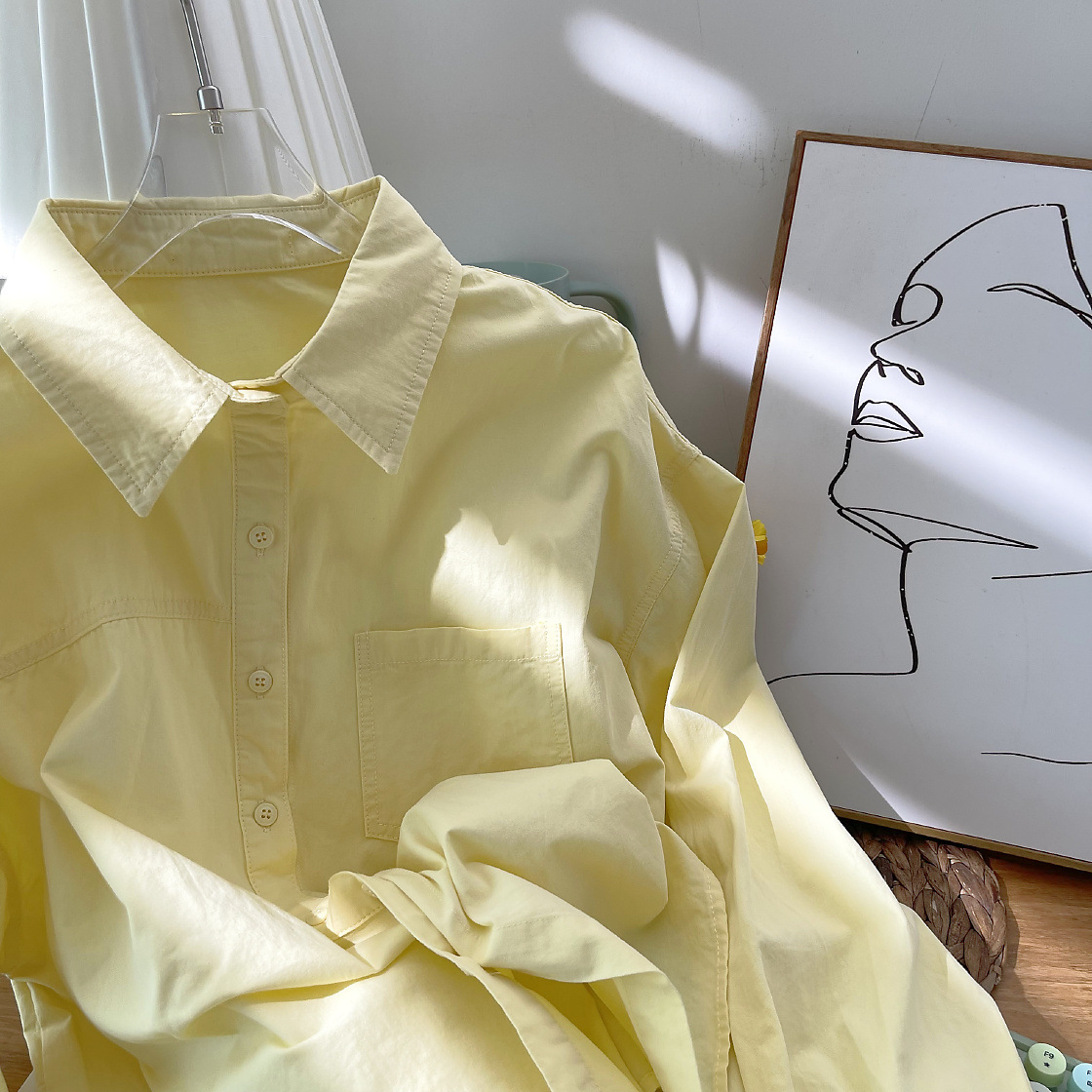 Non vedo l'ora di indossare questa bellissima maglietta velocemente. Camicia da donna coreana in tinta unita._voghion.com