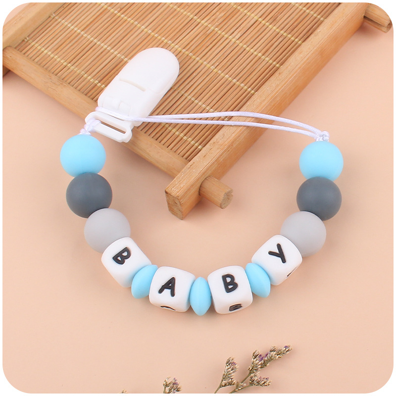 Bebé suministros pacificar bebé cuentas de silicona pezón cadena creativa DIY bebé silicona nombre anti-gota cadena nuevo