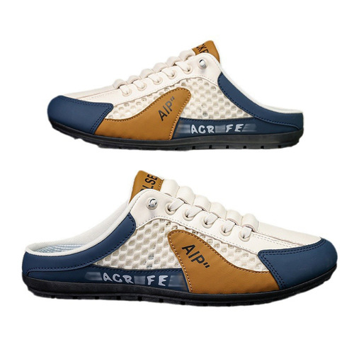 Boothao men's shoes 2025 summer outerwear slip-on flat sandals casual no back trend shoes
