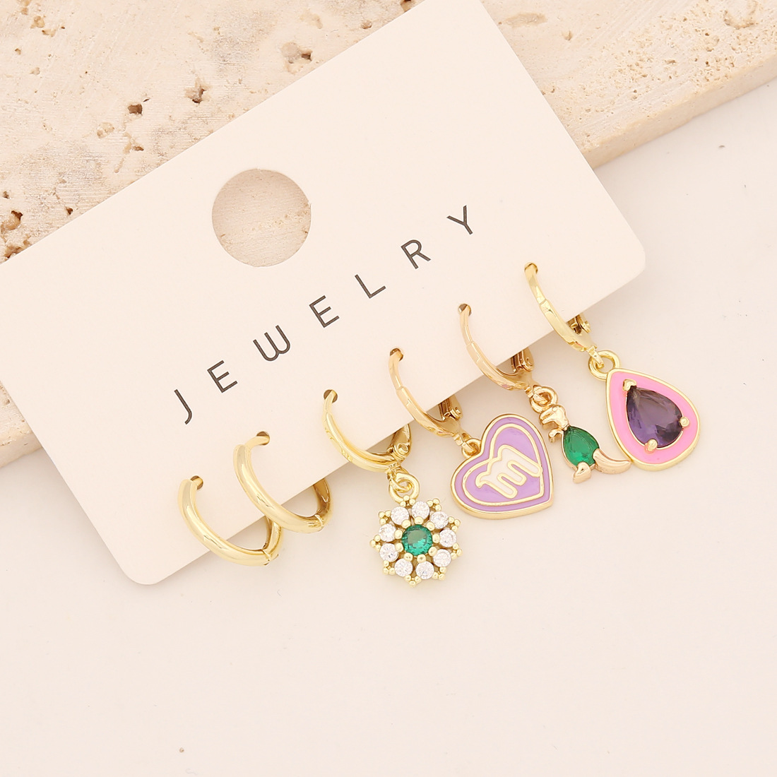 tortoise, drop, heart, copper earring