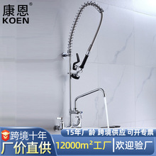 厨房弹簧抽拉式水龙头洗菜池面盆冷热两用万向旋转入墙不锈钢龙头