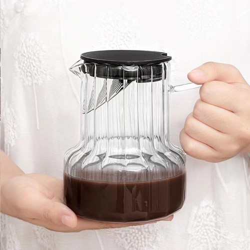 Hand brewed glass coffee pot set Vertical pattern high borosilicate glass sharing pot brewing pot home coffee and tea pot