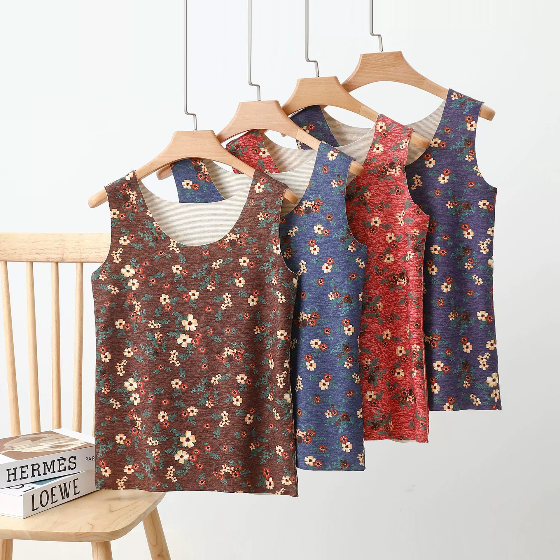 Delong принт с толстым нижним жилетом женщины теплые осенью и зимой